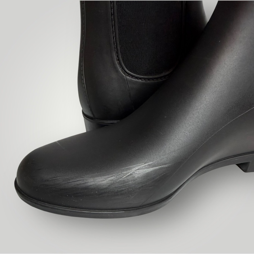 Sam Edelman Tinsley Matte Chelsea Rain Booties Ankle Size 9W Gored Sides Black - Picture 9 of 14